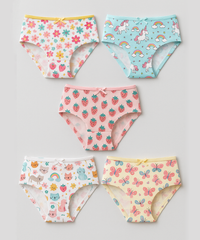 Girl Kids Printed Underwear Brief 100% Pure Cotton for 3-8 Years (Pack of 5)
