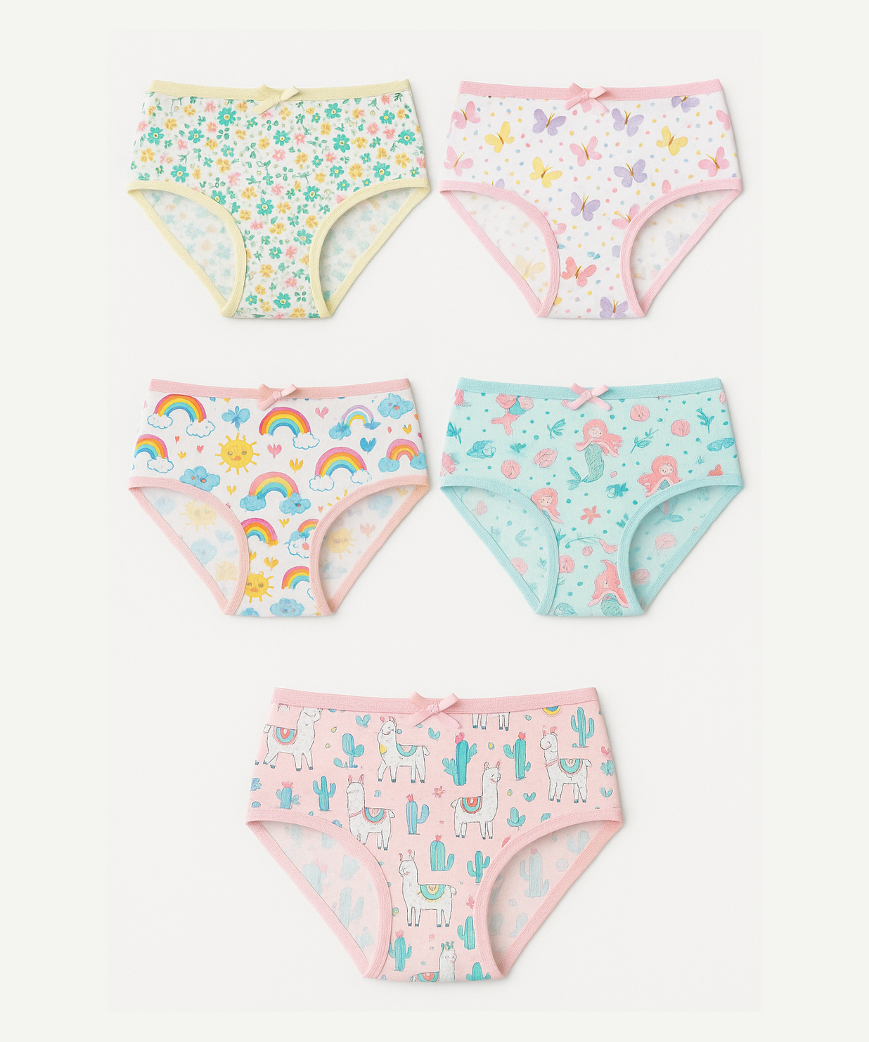 Girl Kids Printed Underwear Brief 100% Pure Cotton for 3-8 Years (Pack of 5)
