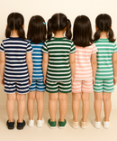 Girls Cotton Stripes Kids Co-ord Set Combo / Age 1-4 Years (Tshirt & Shorts Set Pack of 3)
