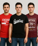 Men's Half Sleeve Printed Round Neck T-Shirt Combo (Pack of 3)