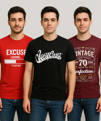Men's Half Sleeve Printed Round Neck T-Shirt Combo (Pack of 3)