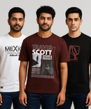 Men's Half Sleeve Printed Round Neck T-Shirt Combo (Pack of 3)