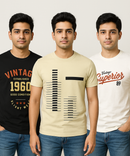 Men's Half Sleeve Printed Round Neck T-Shirt Combo (Pack of 3)