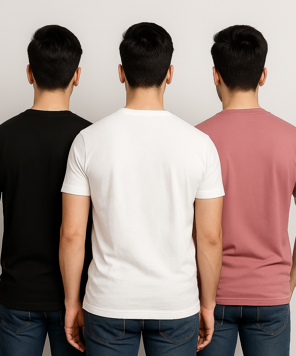 Men's Half Sleeve Printed Round Neck T-Shirt Combo (Pack of 3)