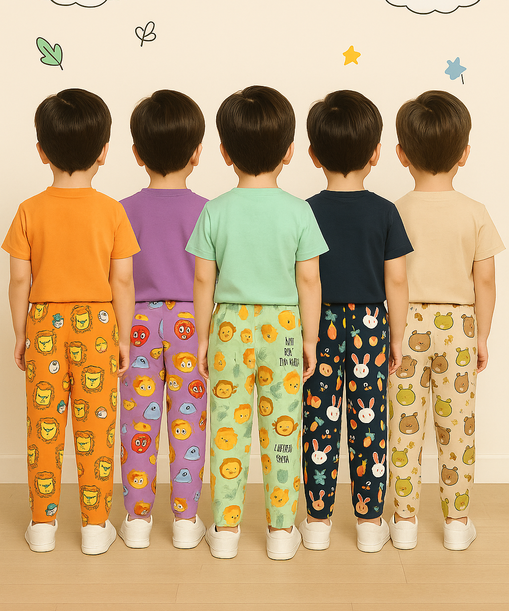 Pure Cotton Printed Lower/Track Pant for Casual Wear/Night wear for Kids Boys/Girls (Pack of 5)