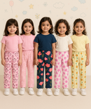 Pure Cotton Printed Pyjamas / Track Pant for Casual Night wear for Girl Kids Age 0 To 5 Years (Pack of 5)