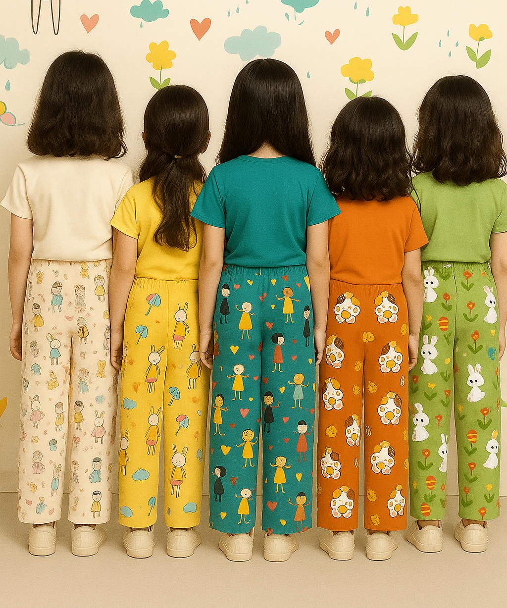 Pure Cotton Printed Pyjamas / Track Pant for Casual Night wear for Girl Kids Age 0 To 5 Years (Pack of 5)