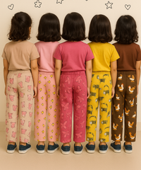Pure Cotton Printed Pyjamas / Track Pant for Casual Night wear for Girl Kids Age 0 To 5 Years (Pack of 5)