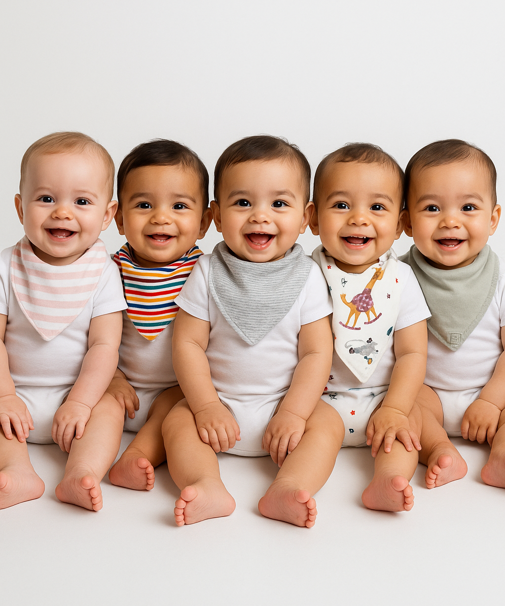 Baby Feeding Bibs V Shape 100% Pure Cotton for 3–12 Months (Pack of 5)