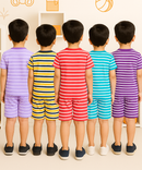 Boys Cotton Stripes Kids Co-ord Set Combo / Age 1-4 Years (Tshirt & Shorts Set Pack of 5)
