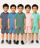 Boys Cotton Stripes Kids Co-ord Set Combo / Age 1-4 Years (Tshirt & Shorts Set Pack of 5)