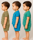 Boy & Girl Babies Jabla Co-ord Set | Tshirt and Shorts for Infant and New Born Babies | Age 0-12 Months (Pack of 3) - 2124