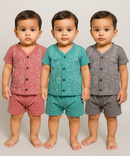 Boy & Girl Babies Jabla Co-ord Set | Tshirt and Shorts for Infant and New Born Babies | Age 0-12 Months (Pack of 3) - 2124