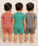 Boy & Girl Babies Jabla Co-ord Set | Tshirt and Shorts for Infant and New Born Babies | Age 0-12 Months (Pack of 3) - 2124