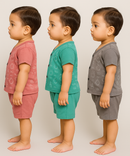 Boy & Girl Babies Jabla Co-ord Set | Tshirt and Shorts for Infant and New Born Babies | Age 0-12 Months (Pack of 3) - 2124