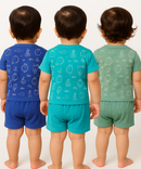 Boy & Girl Babies Jabla Co-ord Set | Tshirt and Shorts for Infant and New Born Babies | Age 0-12 Months (Pack of 3) - 2124