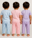 Boy & Girl Baby Printed Co-ord Set Dress | Tshirt & Track Pant Set | 100% Pure Cotton | Age 0 to 12 Months (Pack of 3 Sets Combo) - 2125
