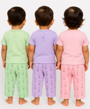 Boy & Girl Baby Printed Co-ord Set Dress | Tshirt & Track Pant Set | 100% Pure Cotton | Age 0 to 12 Months (Pack of 3 Sets Combo) - 2125
