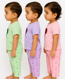 Boy & Girl Baby Printed Co-ord Set Dress | Tshirt & Track Pant Set | 100% Pure Cotton | Age 0 to 12 Months (Pack of 3 Sets Combo) - 2125