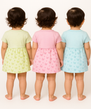 Girl Baby Frock and Underwear Set | 100% Cotton Printed Gown Dress/Frock Dress | Age 0-12 Months (Pack of 3 Sets)