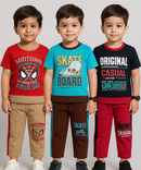 Boy Kid Co-ord Set | Half sleeve Tshirt and Trackpant for Boy Kids | Sizes Age 1 to 3 Years (Pack of 3 Set) - 927