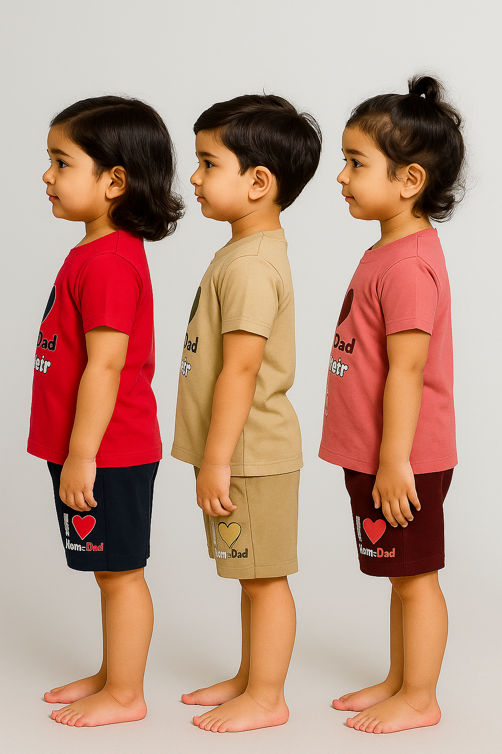 Kids Cotton Printed Co-ord Set Combo / Age 1-5 Years (Tshirt & Shorts Set Pack of 3) - 2110