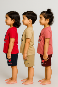 Kids Cotton Printed Co-ord Set Combo / Age 1-5 Years (Tshirt & Shorts Set Pack of 3) - 2110