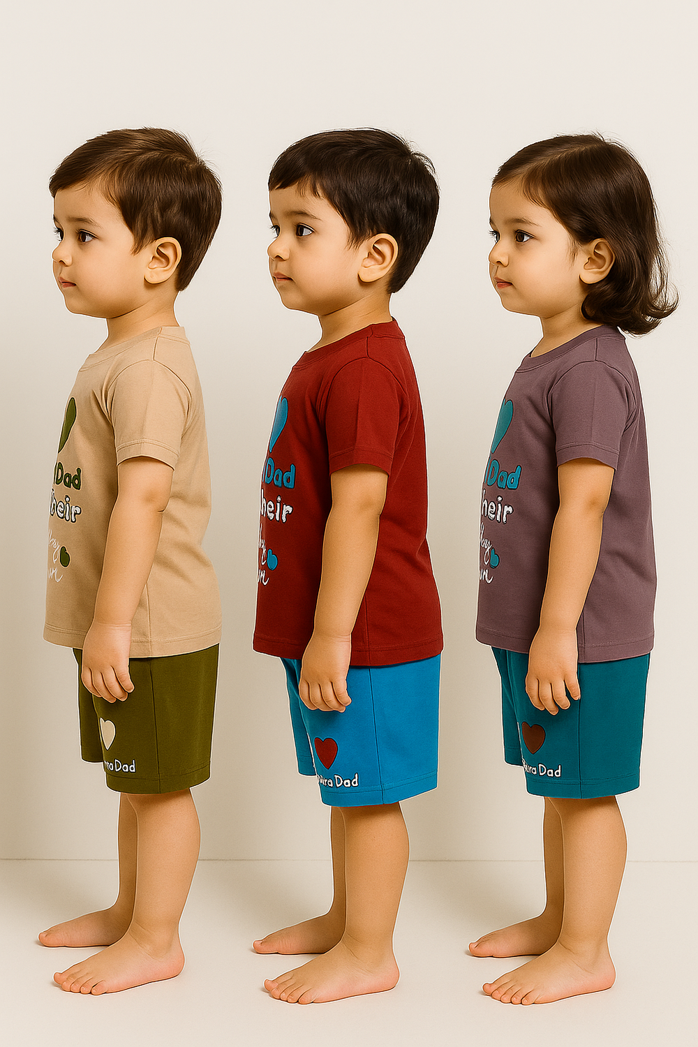 Kids Cotton Printed Co-ord Set Combo / Age 1-5 Years (Tshirt & Shorts Set Pack of 3) - 2110