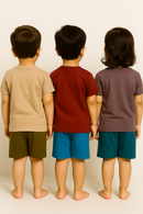 Kids Cotton Printed Co-ord Set Combo / Age 1-5 Years (Tshirt & Shorts Set Pack of 3) - 2110