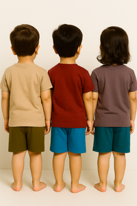 Kids Cotton Printed Co-ord Set Combo / Age 1-5 Years (Tshirt & Shorts Set Pack of 3) - 2110
