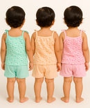 Boy & Girl Baby Printed Top Knot Dress | Top and Shorts Set | 100% Pure Cotton (Pack of 3 Sets Combo) - 2121