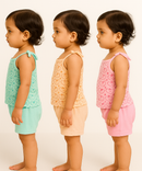 Boy & Girl Baby Printed Top Knot Dress | Top and Shorts Set | 100% Pure Cotton (Pack of 3 Sets Combo) - 2121