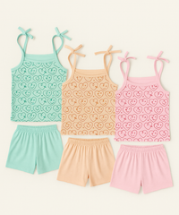 Boy & Girl Baby Printed Top Knot Dress | Top and Shorts Set | 100% Pure Cotton (Pack of 3 Sets Combo) - 2121