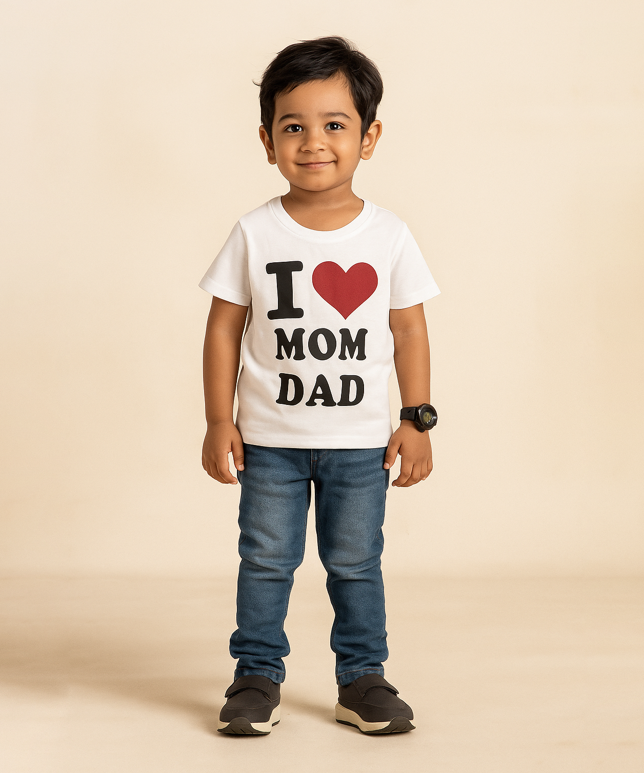 Boy Kid I Love Mom and Dad Tshirt Printed 100% Cotton Single Jersey Tshirt | Sizes 0-18 Months - A001