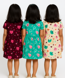 Girl Kids Frock 100% Cotton Floral Printed Gown Dress/Frock Dress | Age 1 to 5 Years (Pack of 3 Pieces)