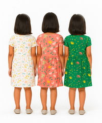 Girl Kids Frock 100% Cotton Floral Printed Gown Dress/Frock Dress | Age 1 to 5 Years (Pack of 3 Pieces)