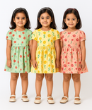 Girl Kids Frock 100% Cotton Floral Printed Gown Dress/Frock Dress | Age 1 to 5 Years (Pack of 3 Pieces)