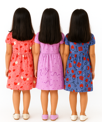 Girl Kids Frock 100% Cotton Floral Printed Gown Dress/Frock Dress | Age 1 to 5 Years (Pack of 3 Pieces)