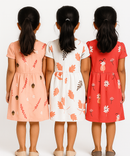 Girl Kids Frock 100% Cotton Floral Printed Gown Dress/Frock Dress | Age 1 to 5 Years (Pack of 3 Pieces)