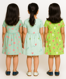 Girl Kids Frock 100% Cotton Floral Printed Gown Dress/Frock Dress | Age 1 to 5 Years (Pack of 3 Pieces)