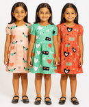 Girl Kids Frock 100% Cotton Floral Printed Gown Dress/Frock Dress | Age 1 to 5 Years (Pack of 3 Pieces)