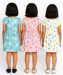 Girl Kids Frock 100% Cotton Floral Printed Gown Dress/Frock Dress | Age 1 to 5 Years (Pack of 3 Pieces)