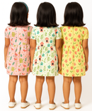 Girl Kids Frock 100% Cotton Floral Printed Gown Dress/Frock Dress | Age 1 to 5 Years (Pack of 3 Pieces)