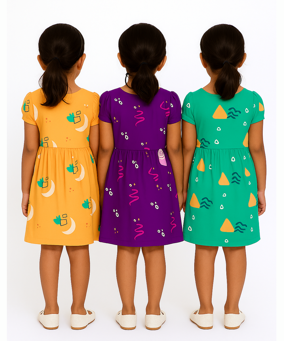 Girl Kids Frock 100% Cotton Floral Printed Gown Dress/Frock Dress | Age 1 to 5 Years (Pack of 3 Pieces)
