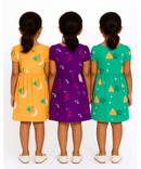 Girl Kids Frock 100% Cotton Floral Printed Gown Dress/Frock Dress | Age 1 to 5 Years (Pack of 3 Pieces)