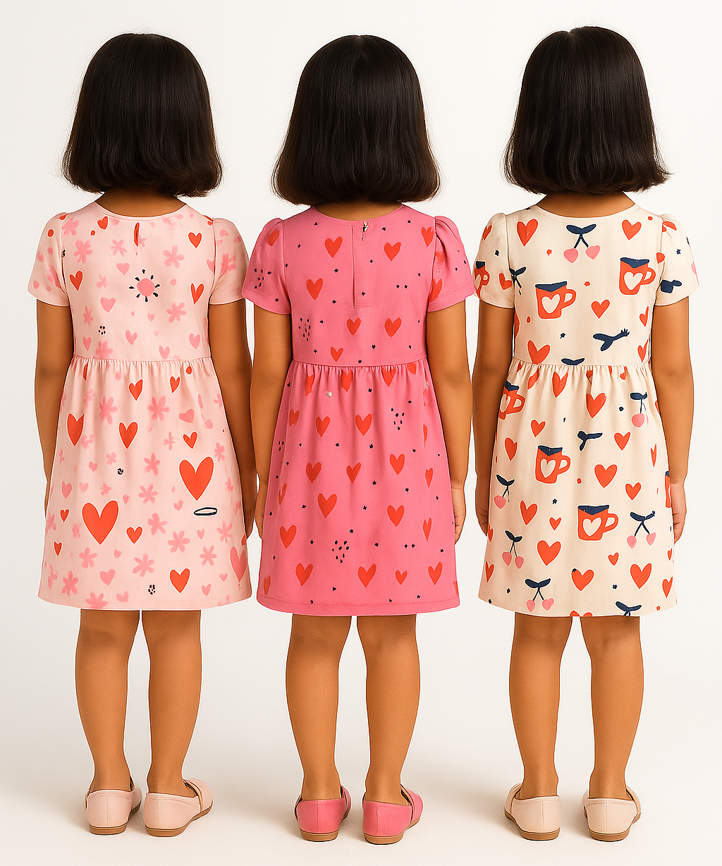Girl Kids Frock 100% Cotton Floral Printed Gown Dress/Frock Dress | Age 1 to 5 Years (Pack of 3 Pieces)