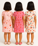 Girl Kids Frock 100% Cotton Floral Printed Gown Dress/Frock Dress | Age 1 to 5 Years (Pack of 3 Pieces)