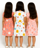 Girl Kids Frock 100% Cotton Floral Printed Gown Dress/Frock Dress | Age 1 to 5 Years (Pack of 3 Pieces)