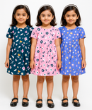 Girl Kids Frock 100% Cotton Floral Printed Gown Dress/Frock Dress | Age 1 to 5 Years (Pack of 3 Pieces)