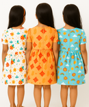 Girl Kids Frock 100% Cotton Floral Printed Gown Dress/Frock Dress | Age 1 to 5 Years (Pack of 3 Pieces)